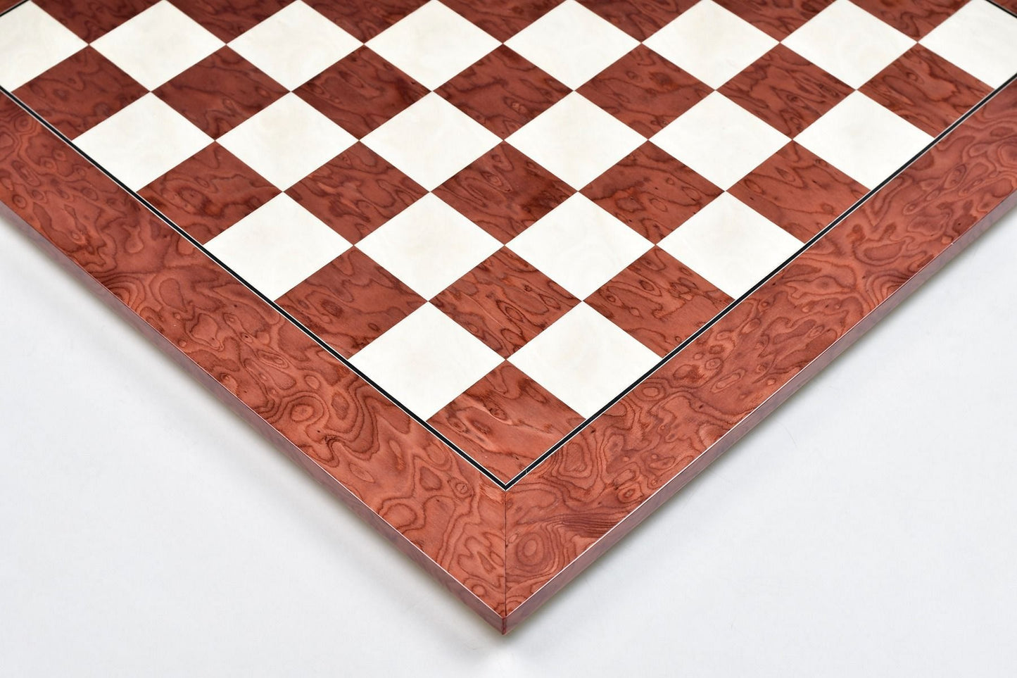 Wooden Red Ash Burl Maple Hi Gloss Finish Chess Board 22" - 55 mm