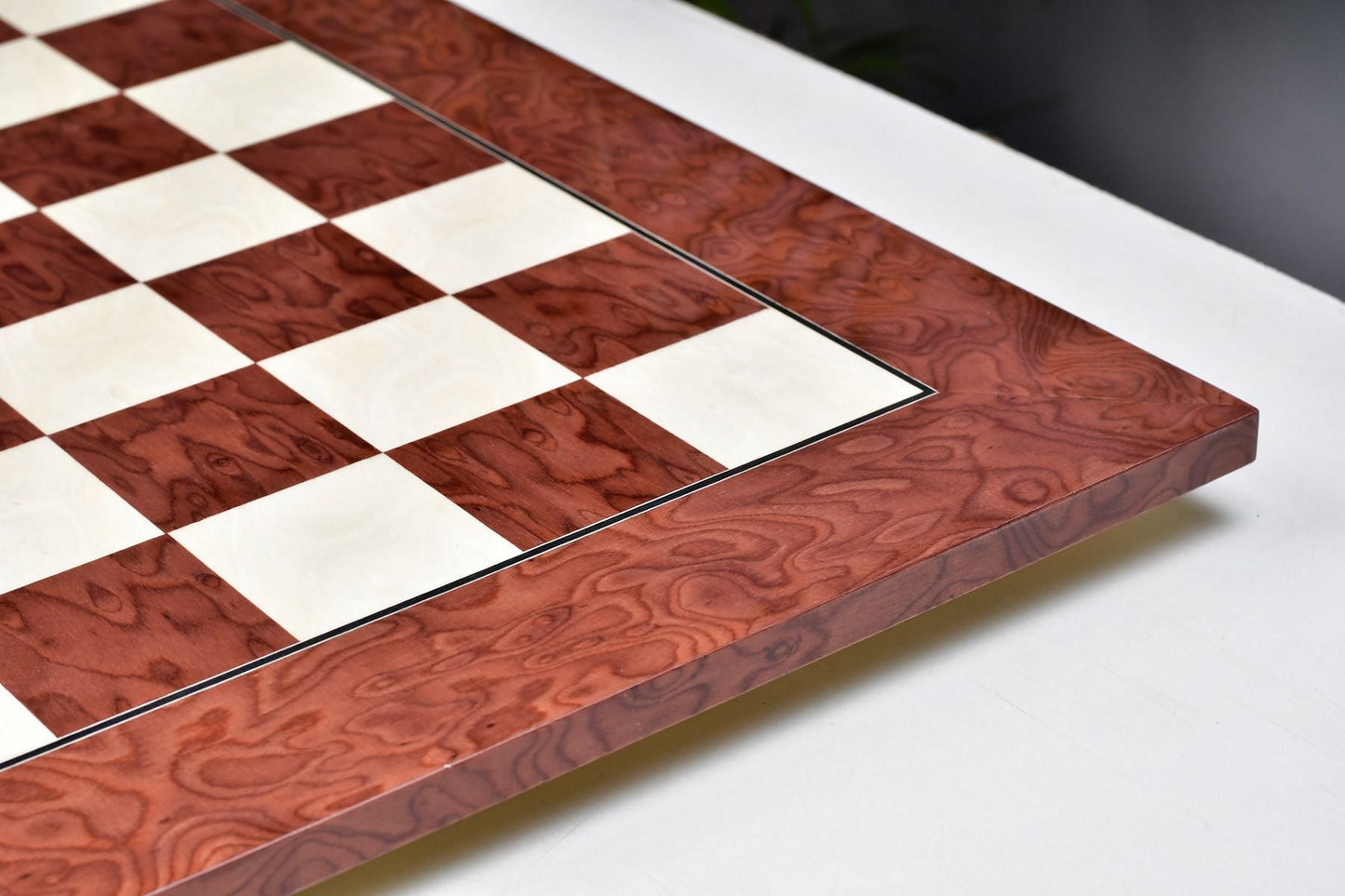 Wooden Red Ash Burl Maple Hi Gloss Finish Chess Board 22" - 55 mm