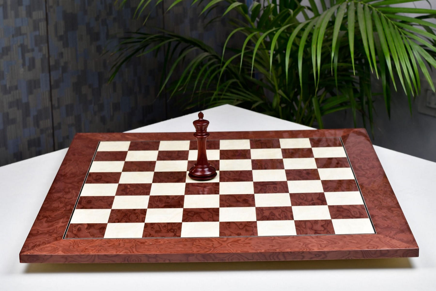 Wooden Red Ash Burl Maple Hi Gloss Finish Chess Board 22" - 55 mm
