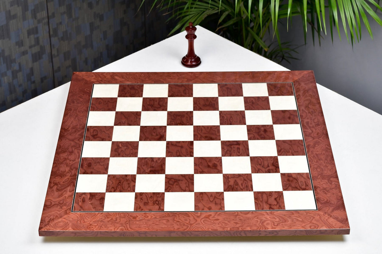 Wooden Red Ash Burl Maple Hi Gloss Finish Chess Board 22" - 55 mm