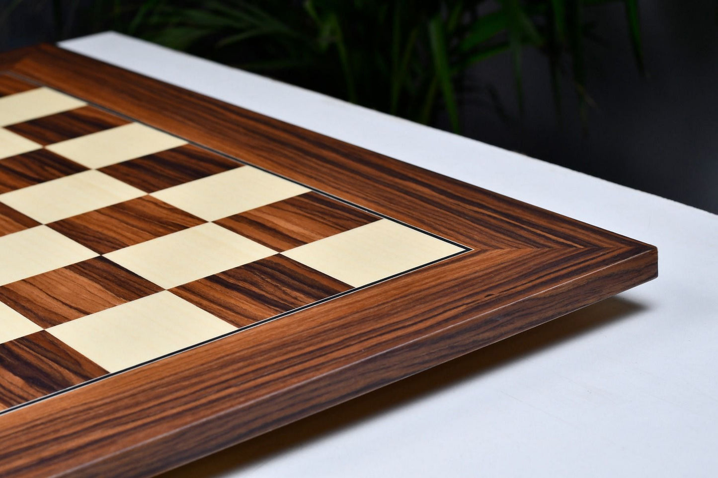 Wooden Deluxe Santos Palisander pr & Sycamore with Matte Finish Chess Board 22" - 55 mm