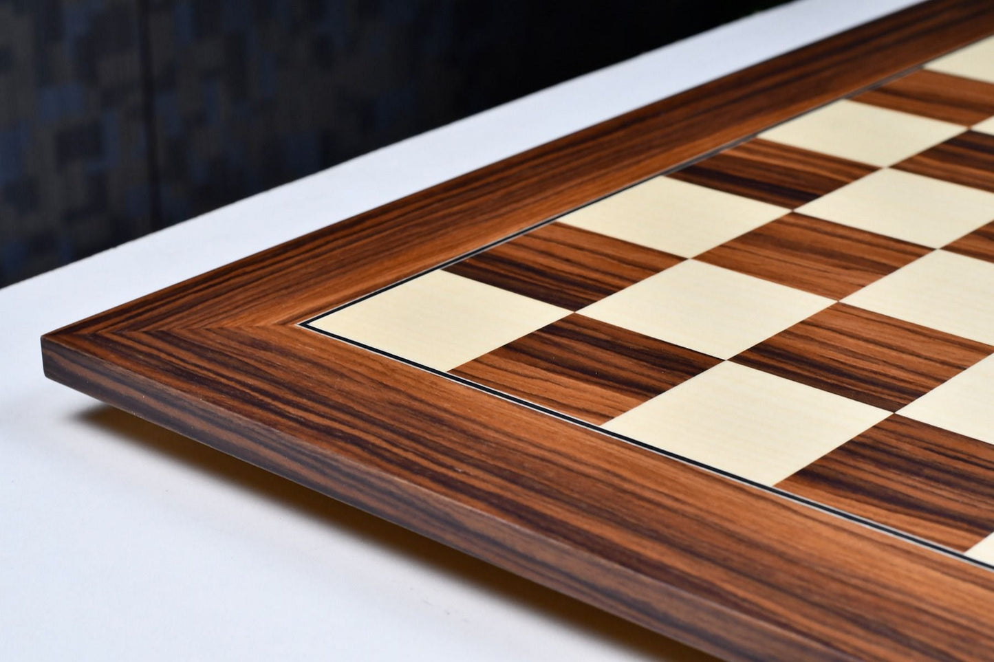 Wooden Deluxe Santos Palisander pr & Sycamore with Matte Finish Chess Board 22" - 55 mm