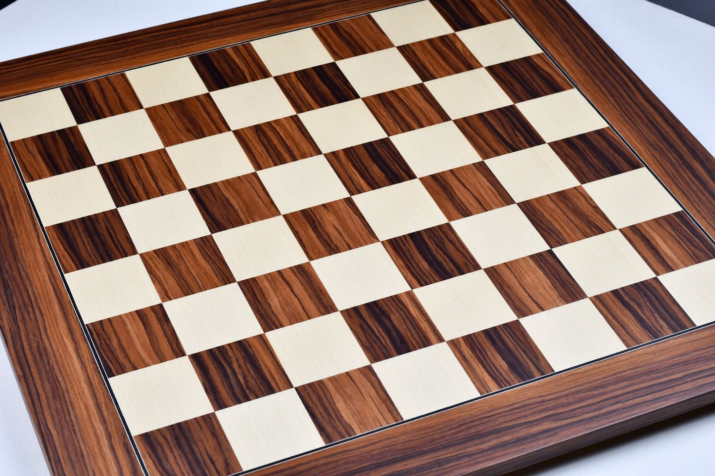 Wooden Deluxe Santos Palisander pr & Sycamore with Matte Finish Chess Board 22" - 55 mm