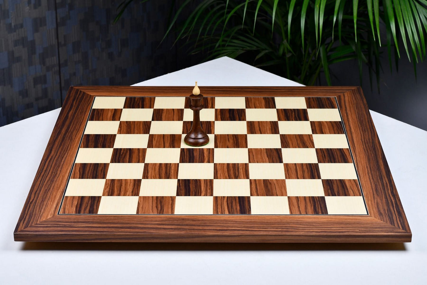 Wooden Deluxe Santos Palisander pr & Sycamore with Matte Finish Chess Board 22" - 55 mm