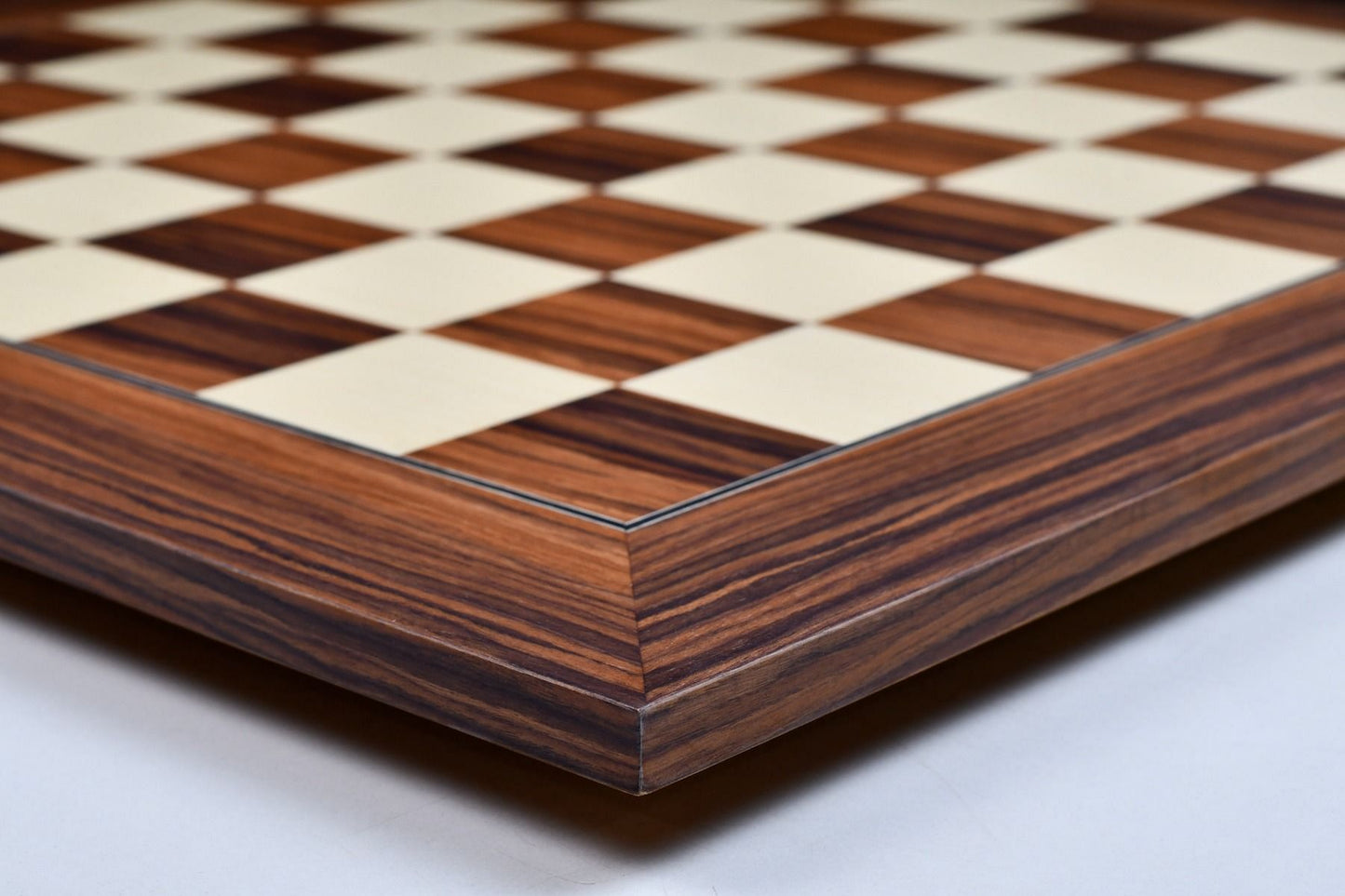 Wooden Deluxe Santos Palisander pr & Sycamore with Matte Finish Chess Board 22" - 55 mm