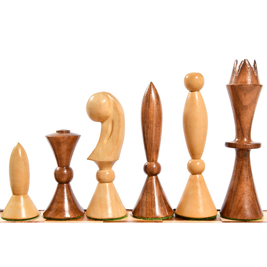 Reproduced 1958 ANRI Space Age Chess Pieces by Arthur Elliott in Sheesham & Box Wood - 4.25" King