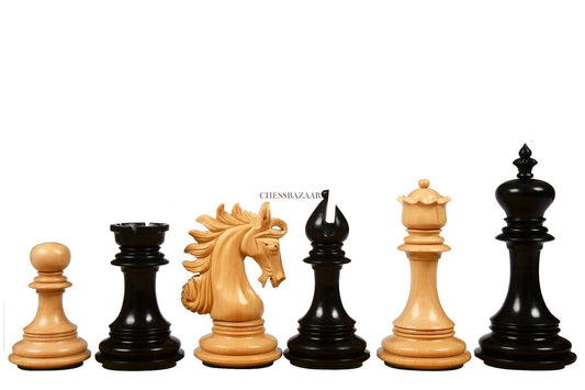 The Arabian Knight Series Artisan Staunton Chess Pieces in Ebony & Box Wood - 4.2" King