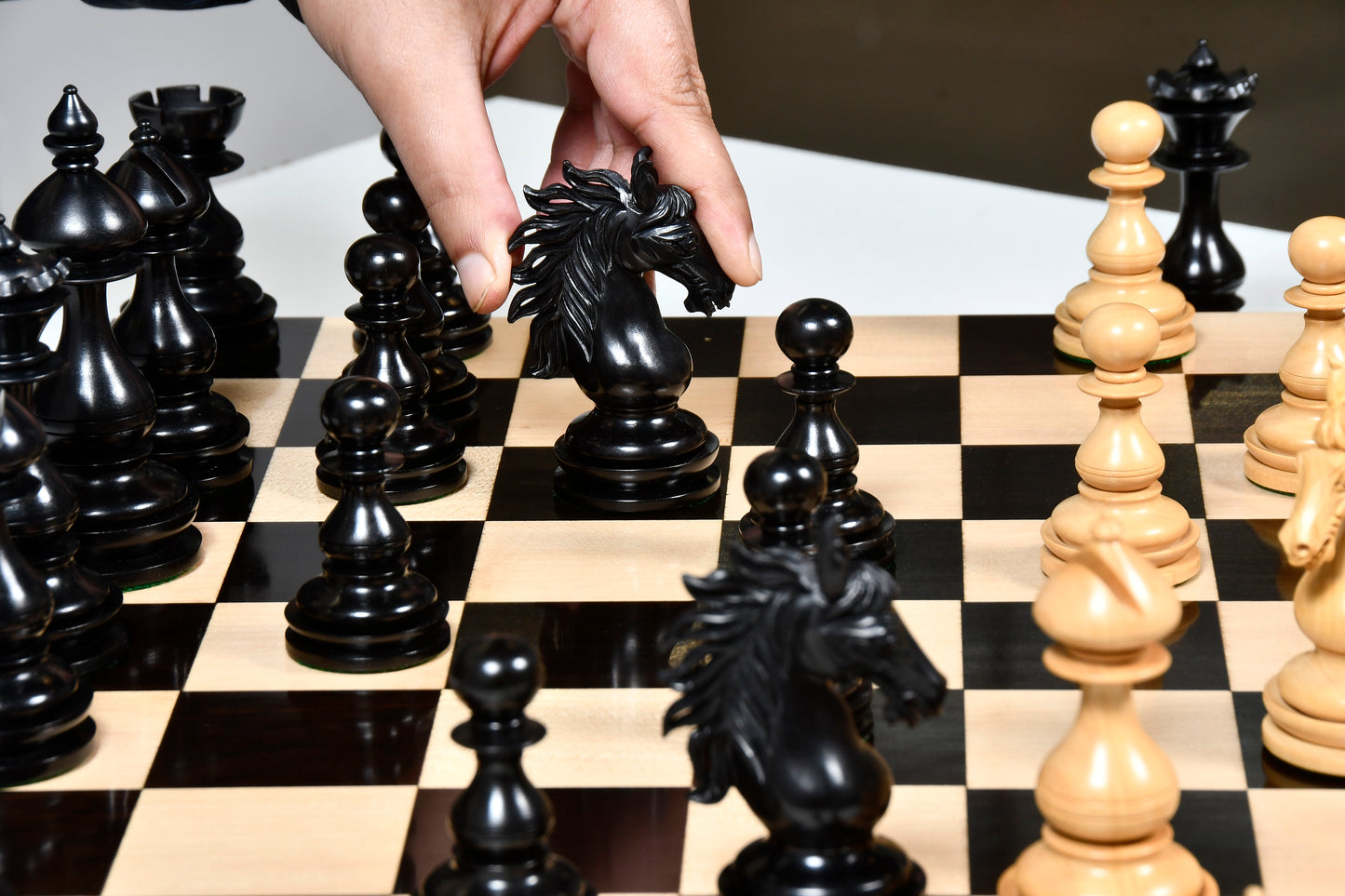 CB Wild Stallion Luxury Chess Pieces in Ebony & Boxwood - 4.4" King