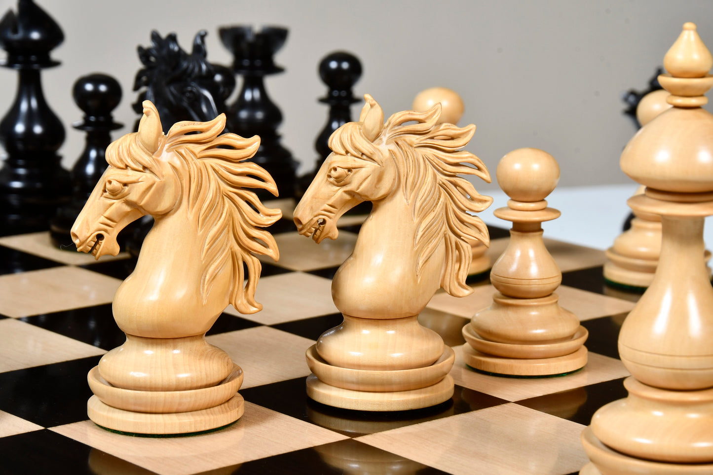 CB Wild Stallion Luxury Chess Pieces in Ebony & Boxwood - 4.4" King