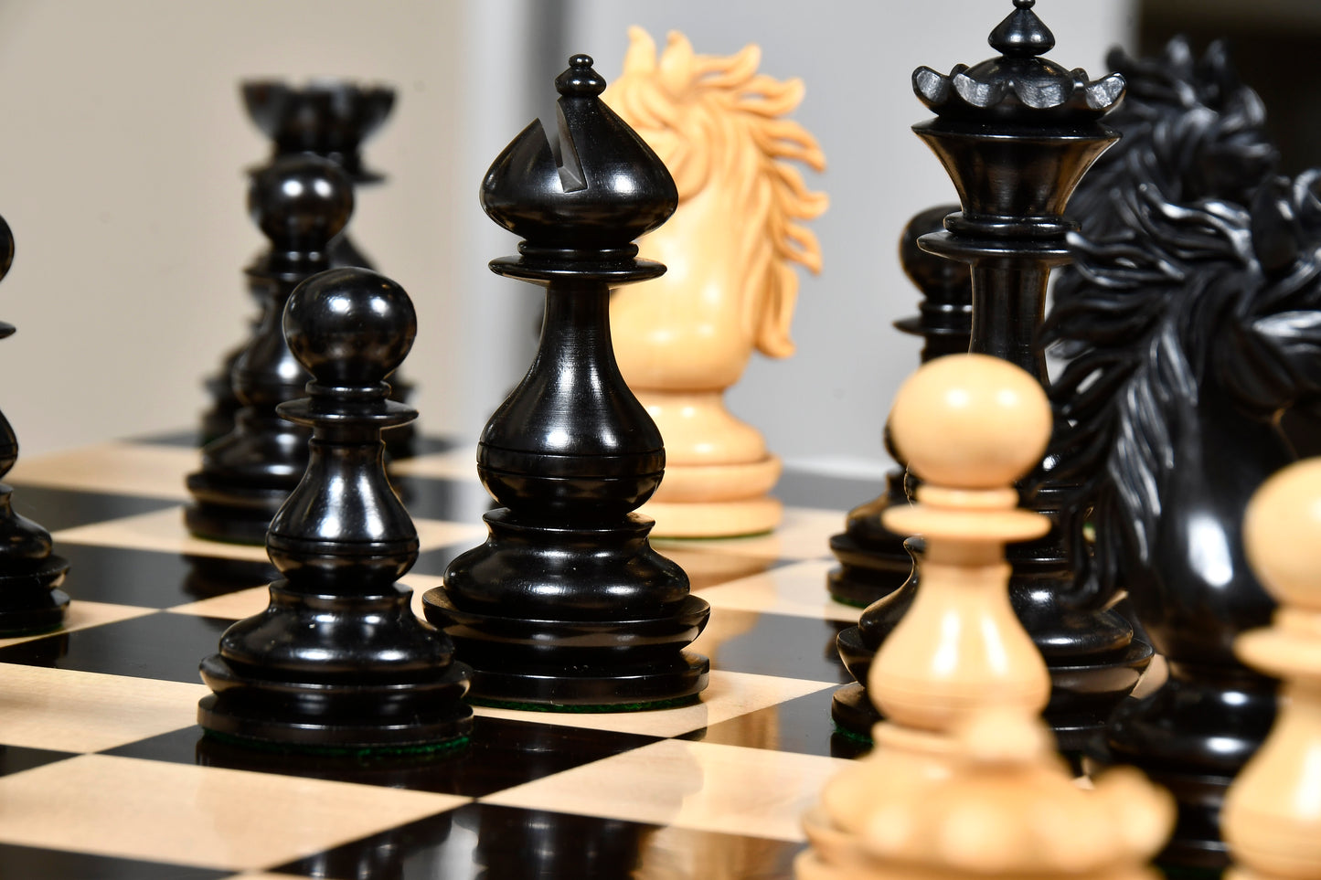 CB Wild Stallion Luxury Chess Pieces in Ebony & Boxwood - 4.4" King