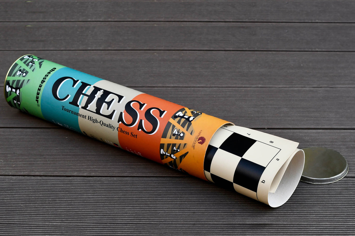 The Study Tournament Plastic Chess Pieces & Roll Up Chess Board Combo - 3.1" King