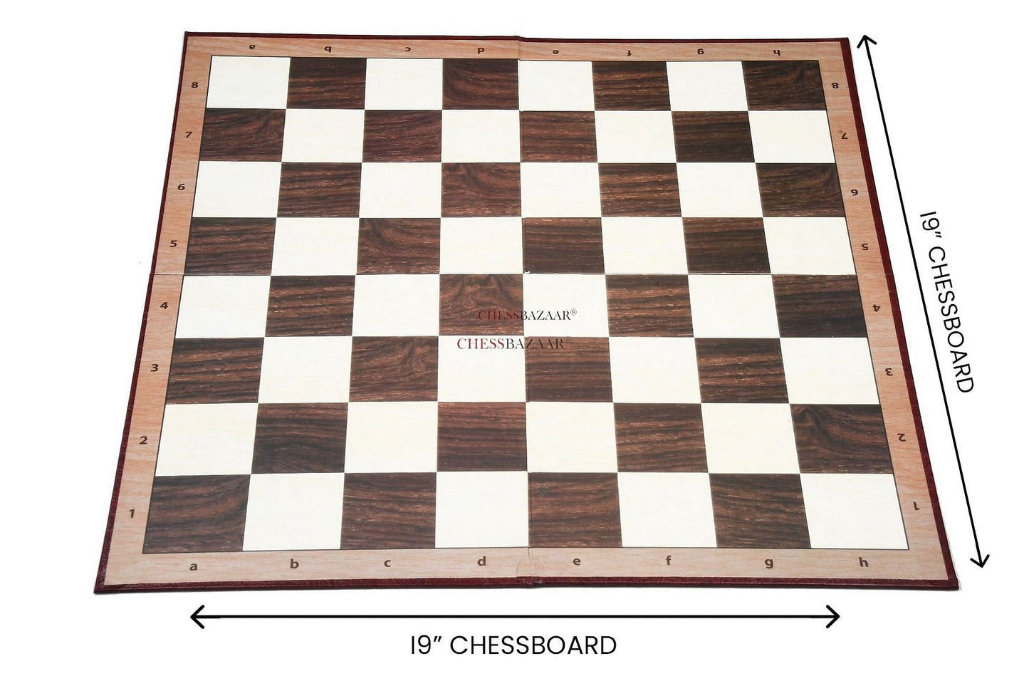 Folding Cardboard 19" Chess Board with Notations in Brown and Off White square - 55mm square