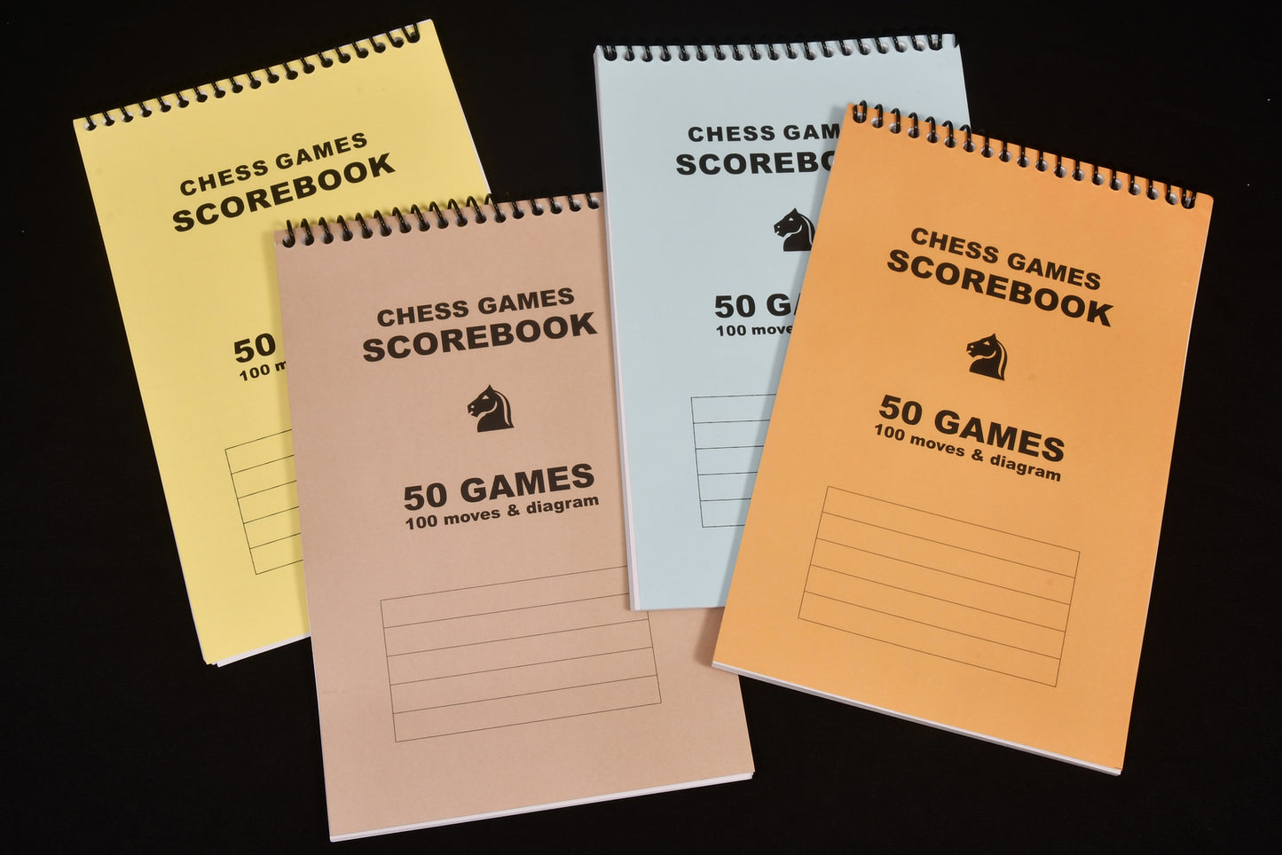 Standard Chess Score Book in Spiral Binding for Chess Tournaments - 50 Games(Pack of 4)
