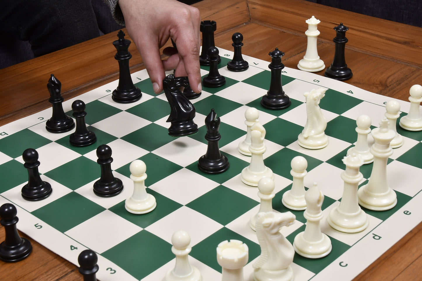 The Chess Master Staunton Series Chess Pieces in Black Dyed & Ivory White Solid Plastic - 3.8" King