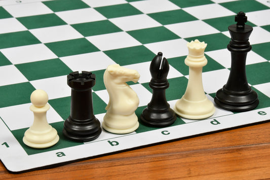 The Superior Staunton Series Quadruple Weighted Chess Pieces in Black Dyed & White Solid Plastic - 4.1" King