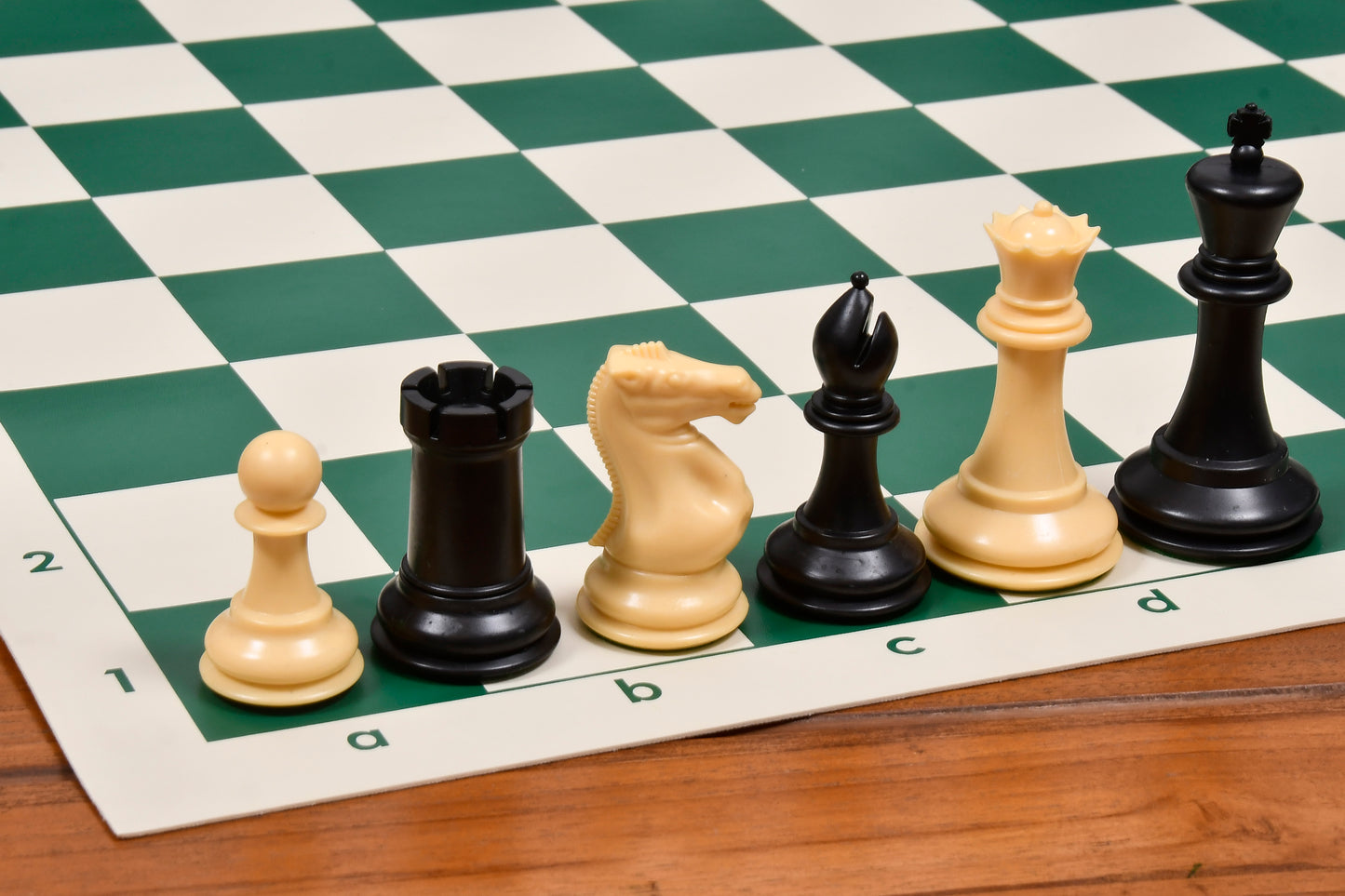 The Professional Staunton Series Chess Pieces in Black Dyed & Natural White Solid Plastic - 3.75" King