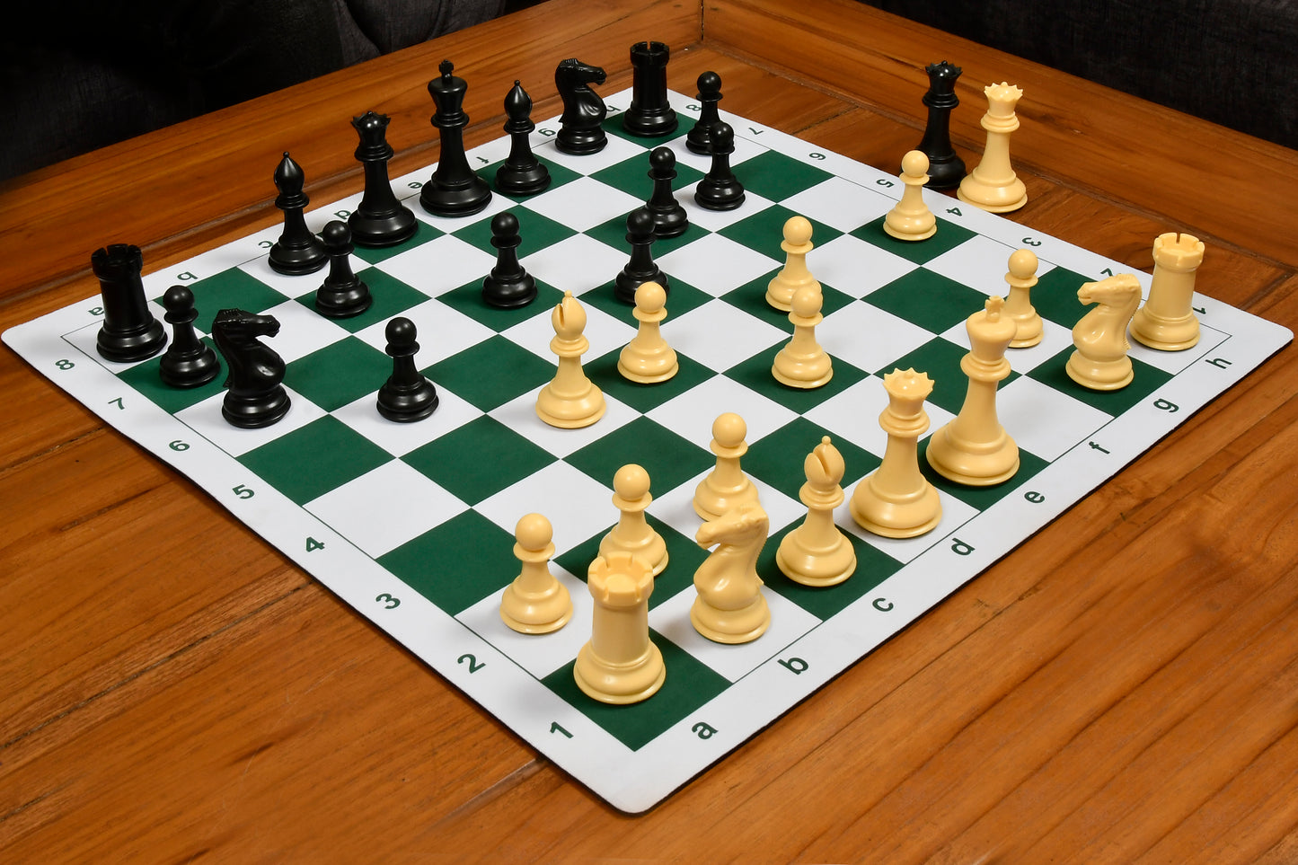The Professional Staunton Series Chess Pieces in Black Dyed & Natural White Solid Plastic - 3.75" King