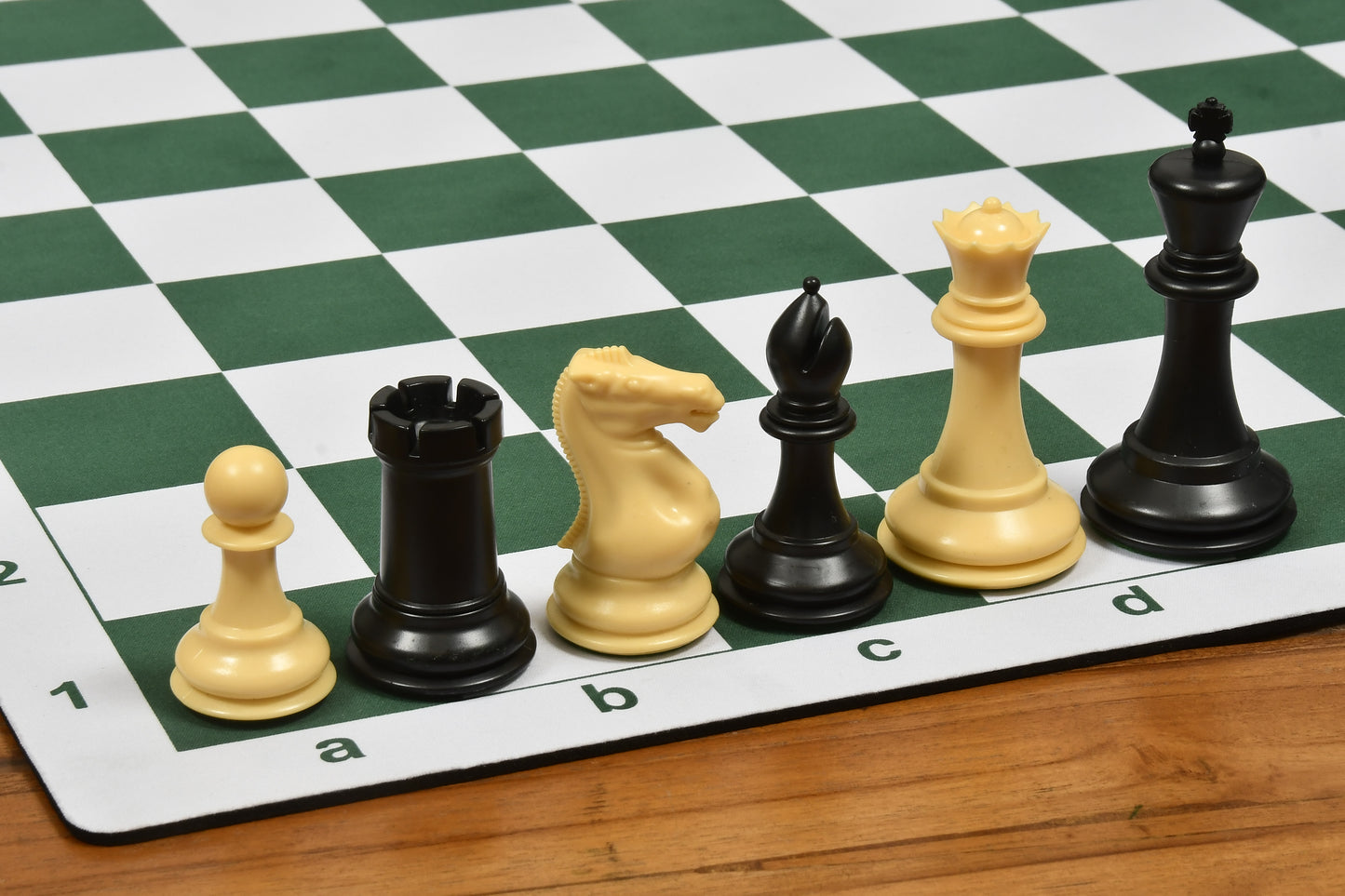 The Professional Staunton Series Chess Pieces in Black Dyed & Natural White Solid Plastic - 3.75" King