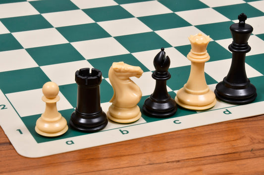 The Professional Staunton Series Chess Pieces in Black Dyed & Natural White Solid Plastic - 3.75" King