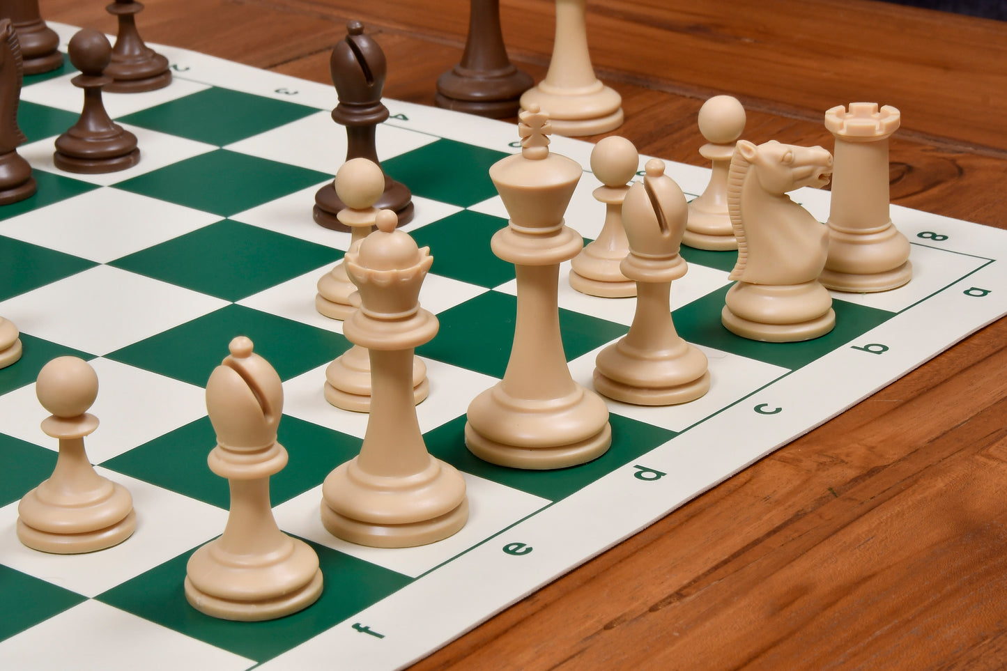 The Blitz Series Plastic Chess Pieces Dyed in Sandalwood and Chocolate Brown - 3.8" King