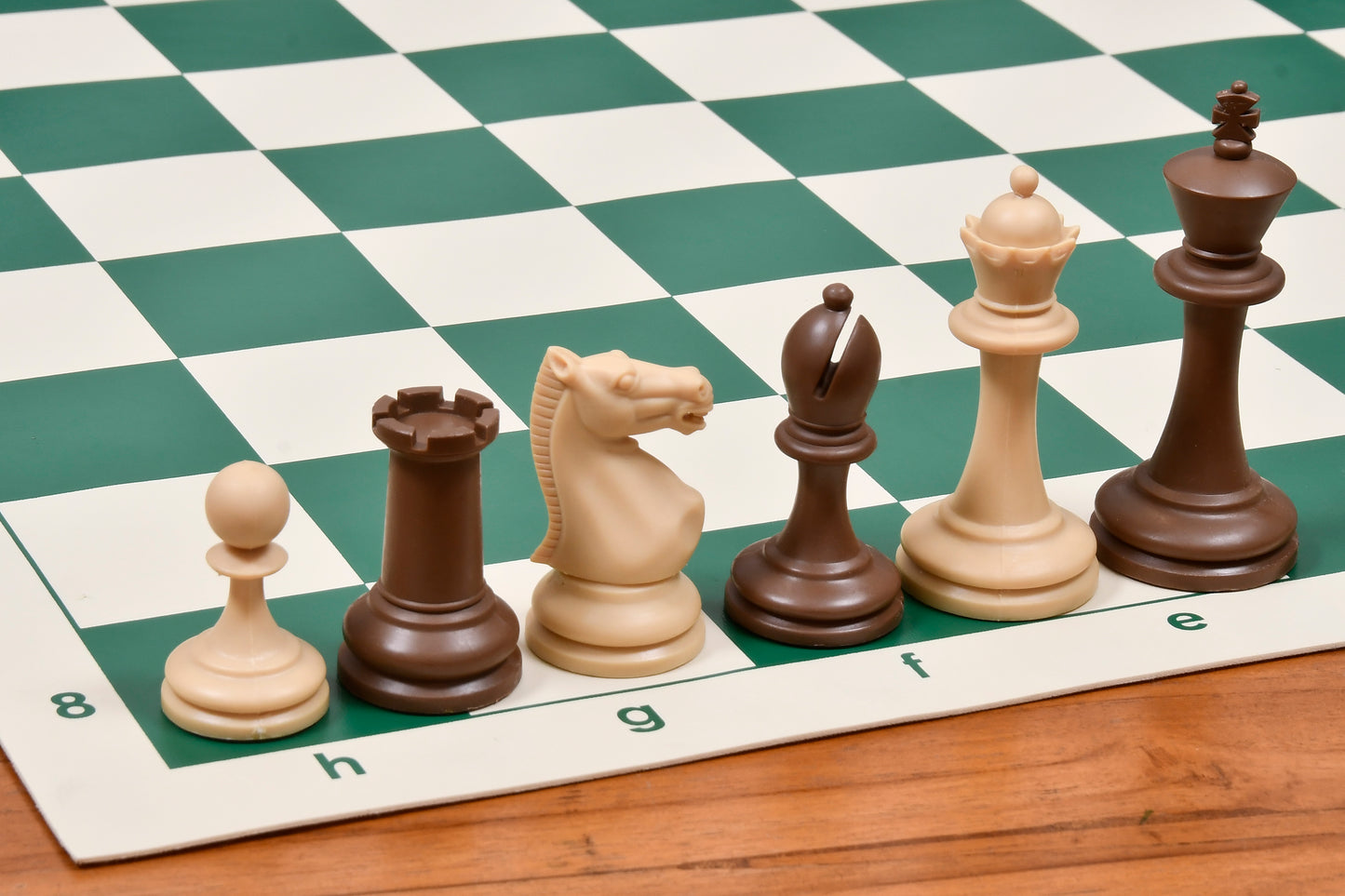 The Blitz Series Plastic Chess Pieces Dyed in Sandalwood and Chocolate Brown - 3.8" King