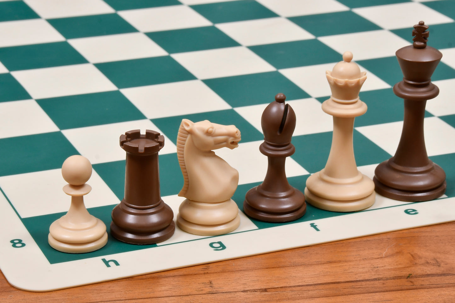 The Blitz Series Plastic Chess Pieces Dyed in Sandalwood and Chocolate Brown - 3.8" King