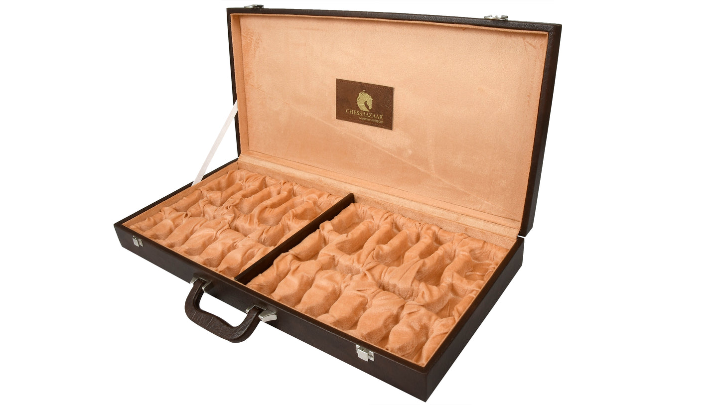 Brown Color Leatherette Chess Storage Box