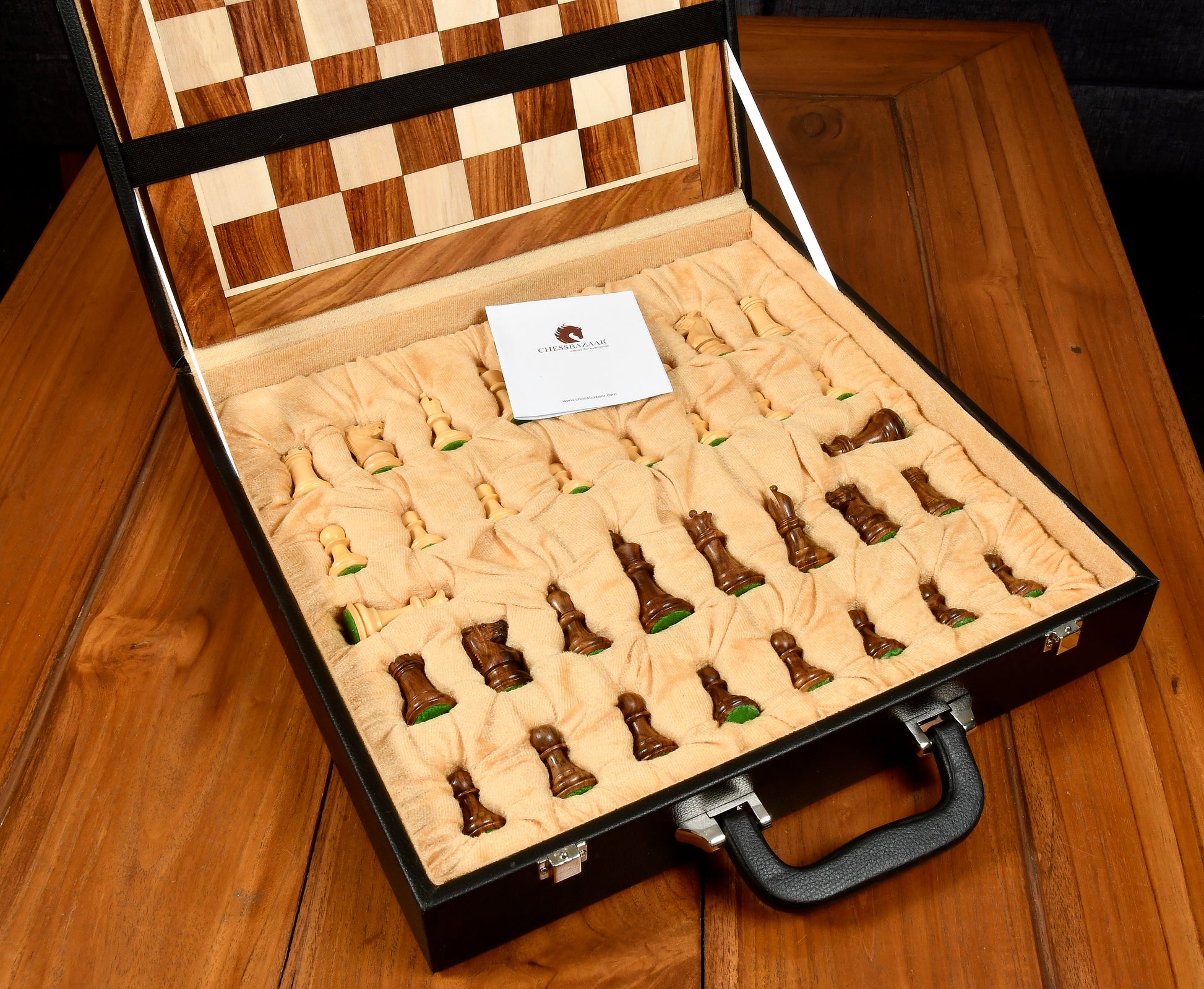 Combo The collector Wooden Staunton Chess Set in Sheesham & Boxwood Pieces with storage case for Wooden Chessboard  and Chess pieces-2.8" King