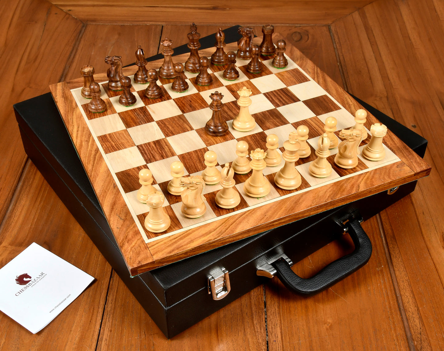 Combo The collector Wooden Staunton Chess Set in Sheesham & Boxwood Pieces with coffer storage case for Wooden Chessboard  and Chess pieces-2.8" King