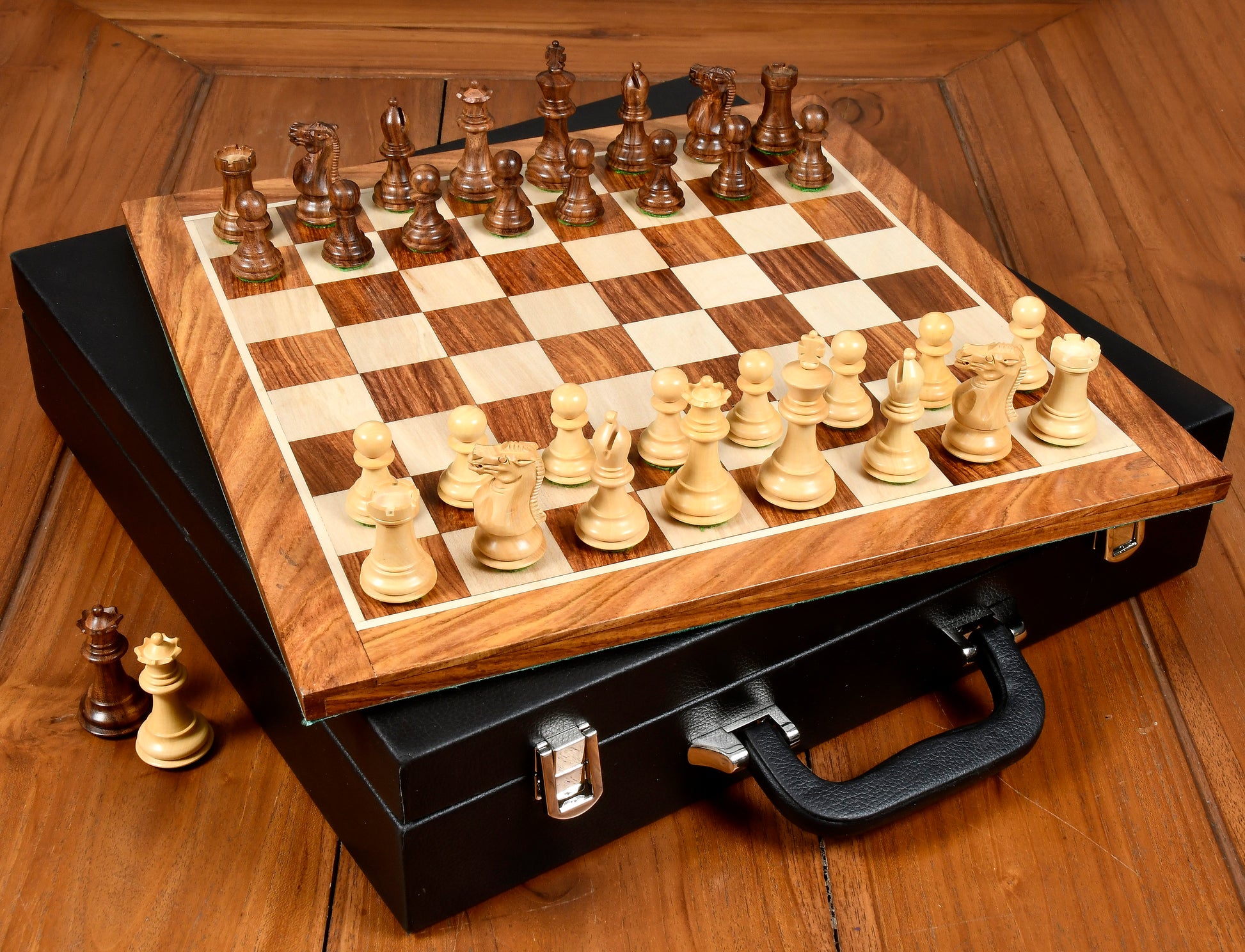 Combo The collector Wooden Staunton Chess Set in Sheesham & Boxwood Pieces with coffer storage case for Wooden Chessboard  and Chess pieces-2.8" King