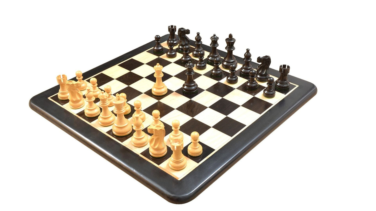 The Smokey Staunton Chess Pieces in Ebonized/Boxwood- 3.8" King with Board
