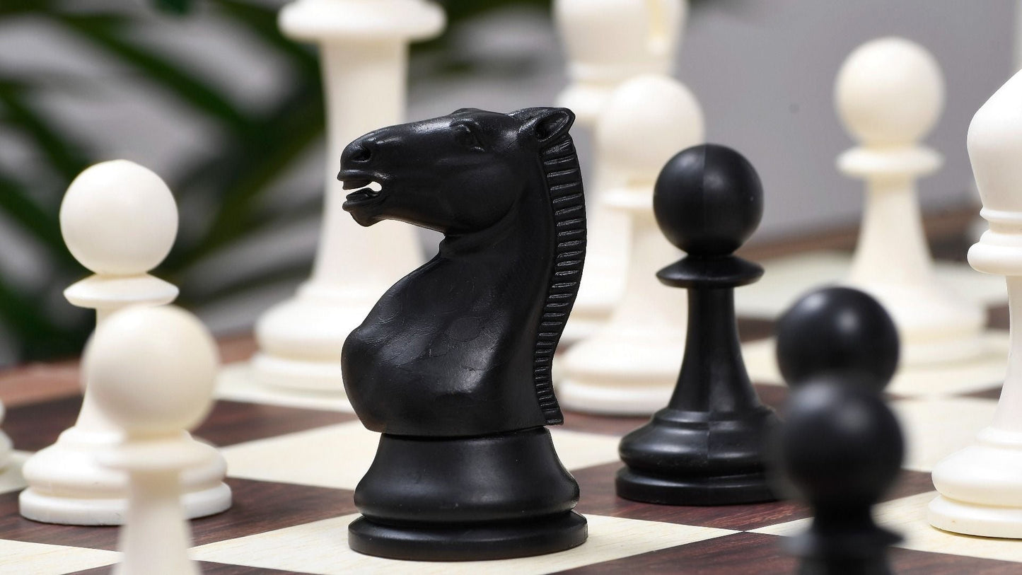 COMBO OF THE INTERNATIONAL SERIES UNWEIGHTED TOURNAMENT PLASTIC CHESS PIECES (34 PIECES) WITH EXTRA QUEENS - 3.8" KING WITH FOLDING CHESS BOARD