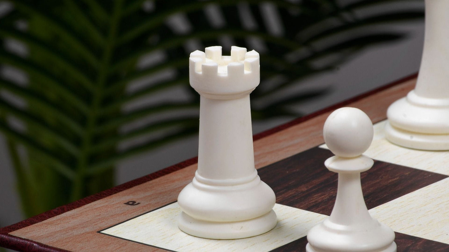 COMBO OF THE INTERNATIONAL SERIES UNWEIGHTED TOURNAMENT PLASTIC CHESS PIECES (34 PIECES) WITH EXTRA QUEENS - 3.8" KING WITH FOLDING CHESS BOARD