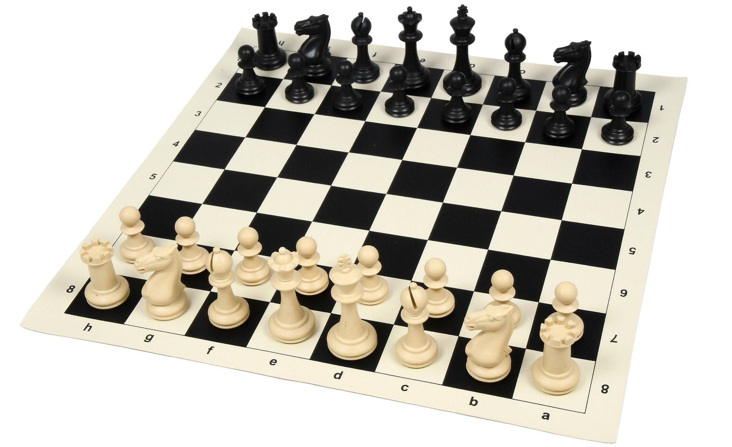 The Study Tournament Plastic Chess Pieces & Roll Up Chess Board Combo - 3.1" King