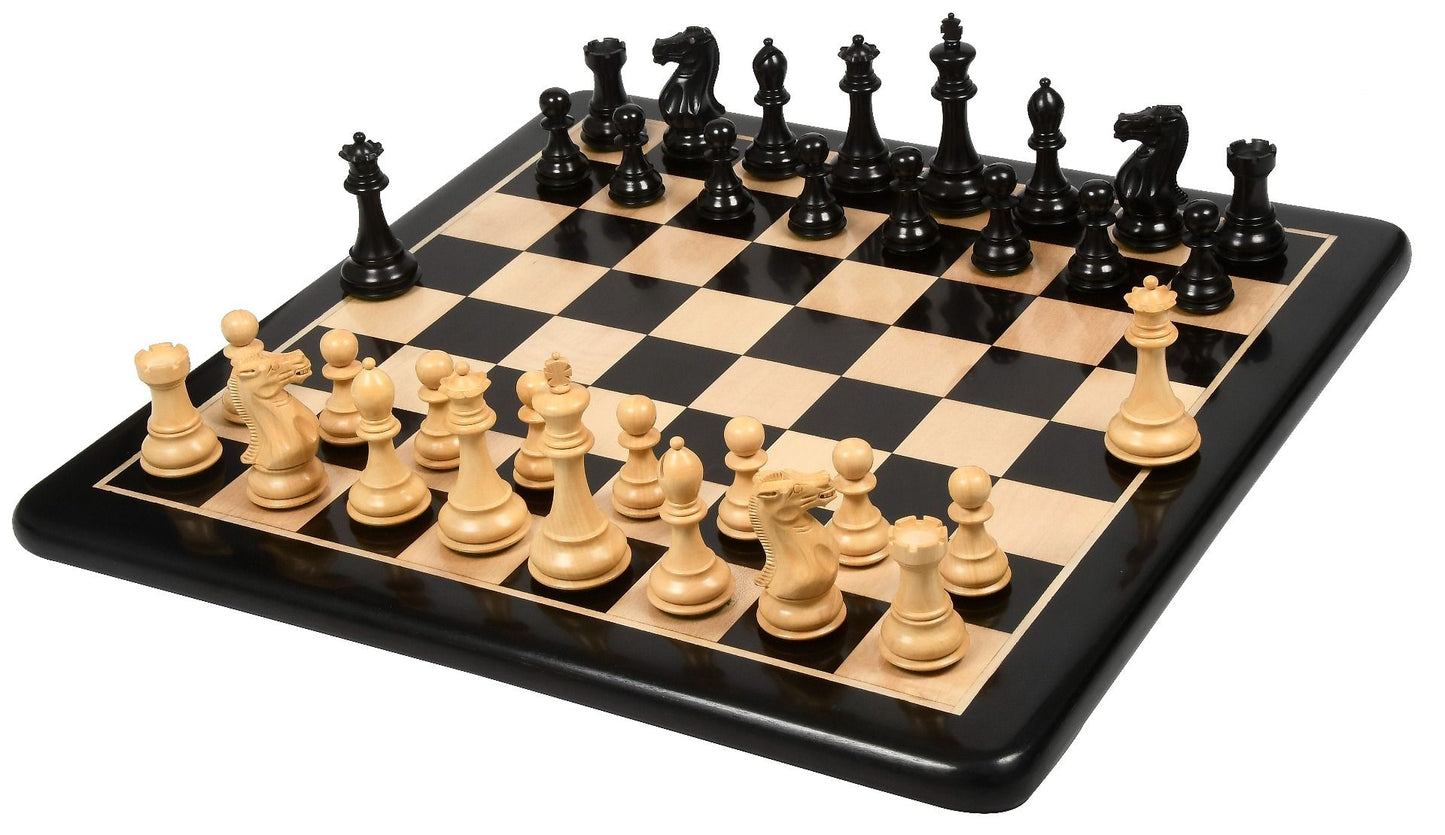 Combo of Desert Gold Staunton Series Wooden Chess Pieces in Ebonized Boxwood & Ebony Wood - 4.0" King with Chess Board