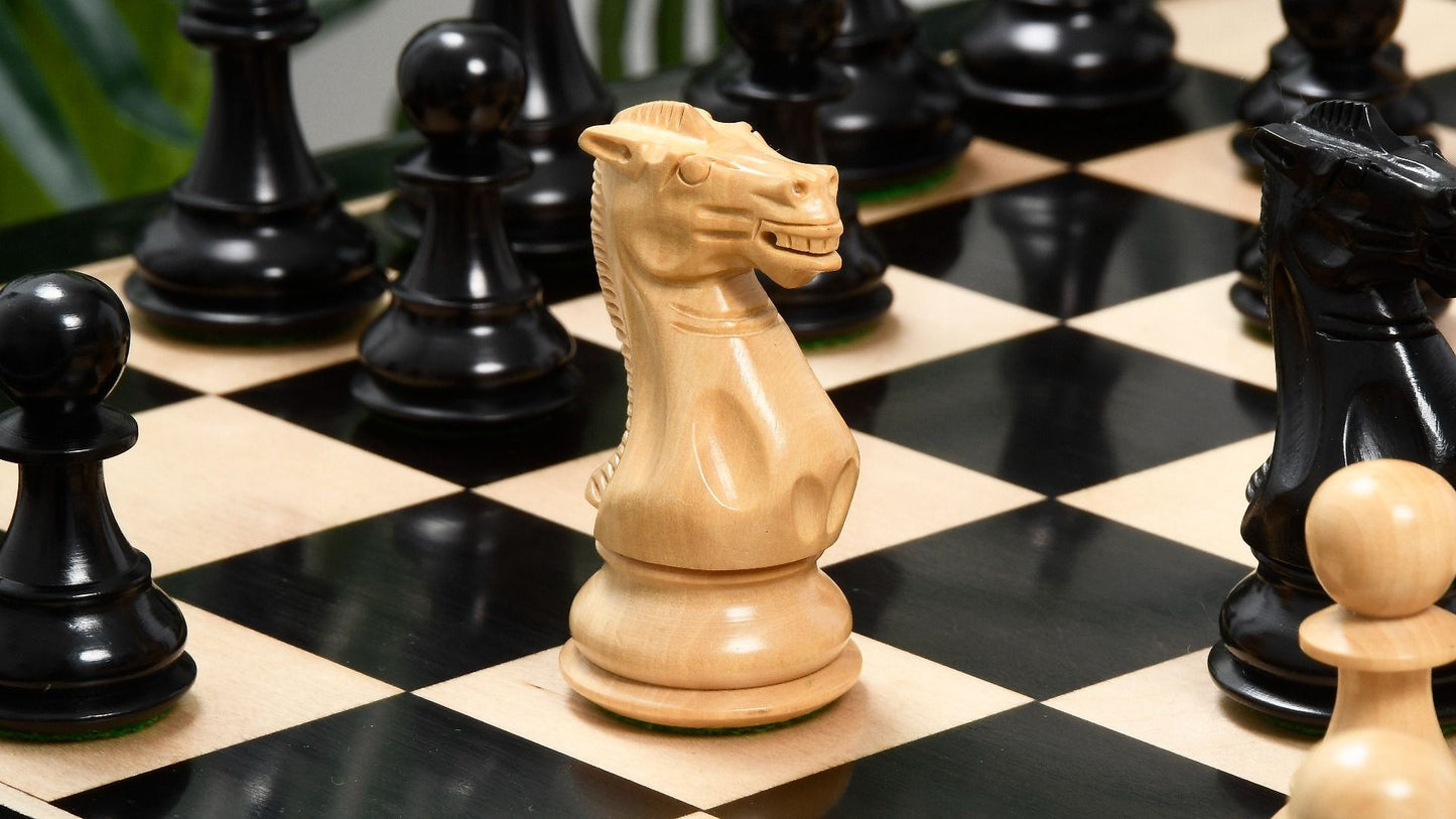 Combo of Desert Gold Staunton Series Wooden Chess Pieces in Ebonized Boxwood & Ebony Wood - 4.0" King with Chess Board