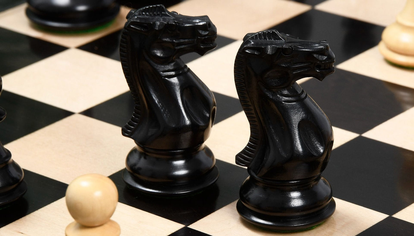 Combo of Desert Gold Staunton Series Wooden Chess Pieces in Ebonized Boxwood & Ebony Wood - 4.0" King with Chess Board