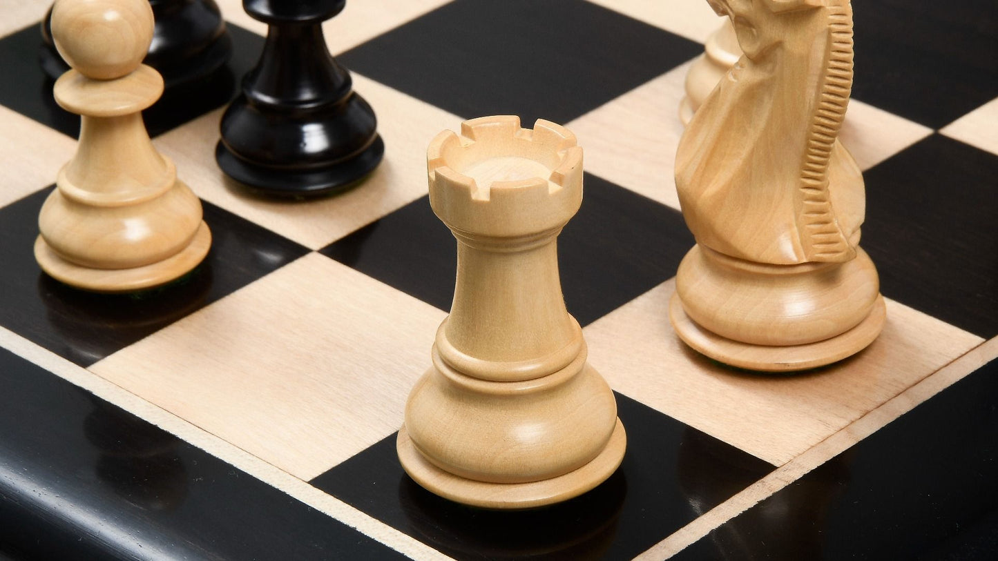Combo of Desert Gold Staunton Series Wooden Chess Pieces in Ebonized Boxwood & Ebony Wood - 4.0" King with Chess Board