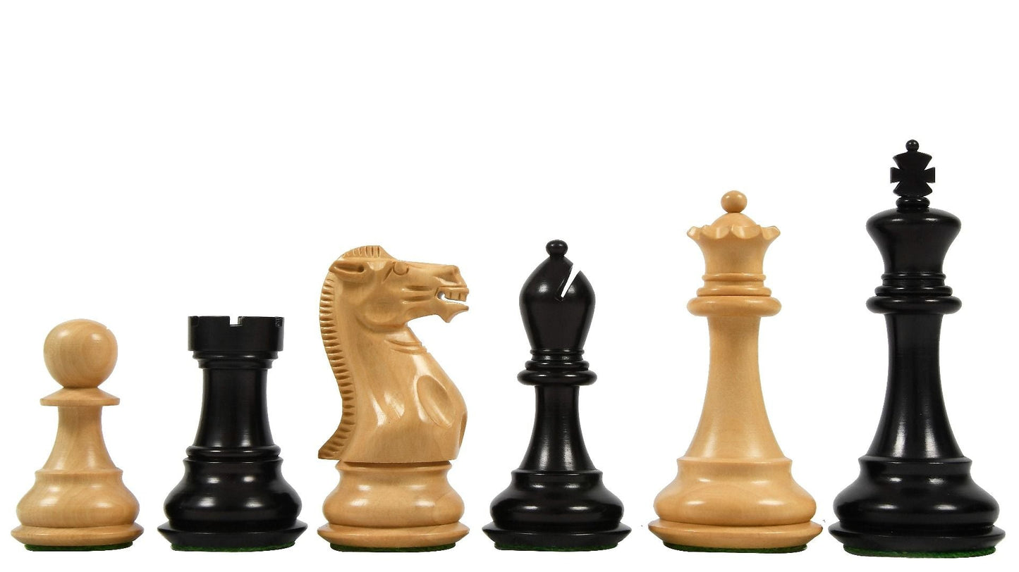 Combo of Desert Gold Staunton Series Wooden Chess Pieces in Ebonized Boxwood & Ebony Wood - 4.0" King with Chess Board