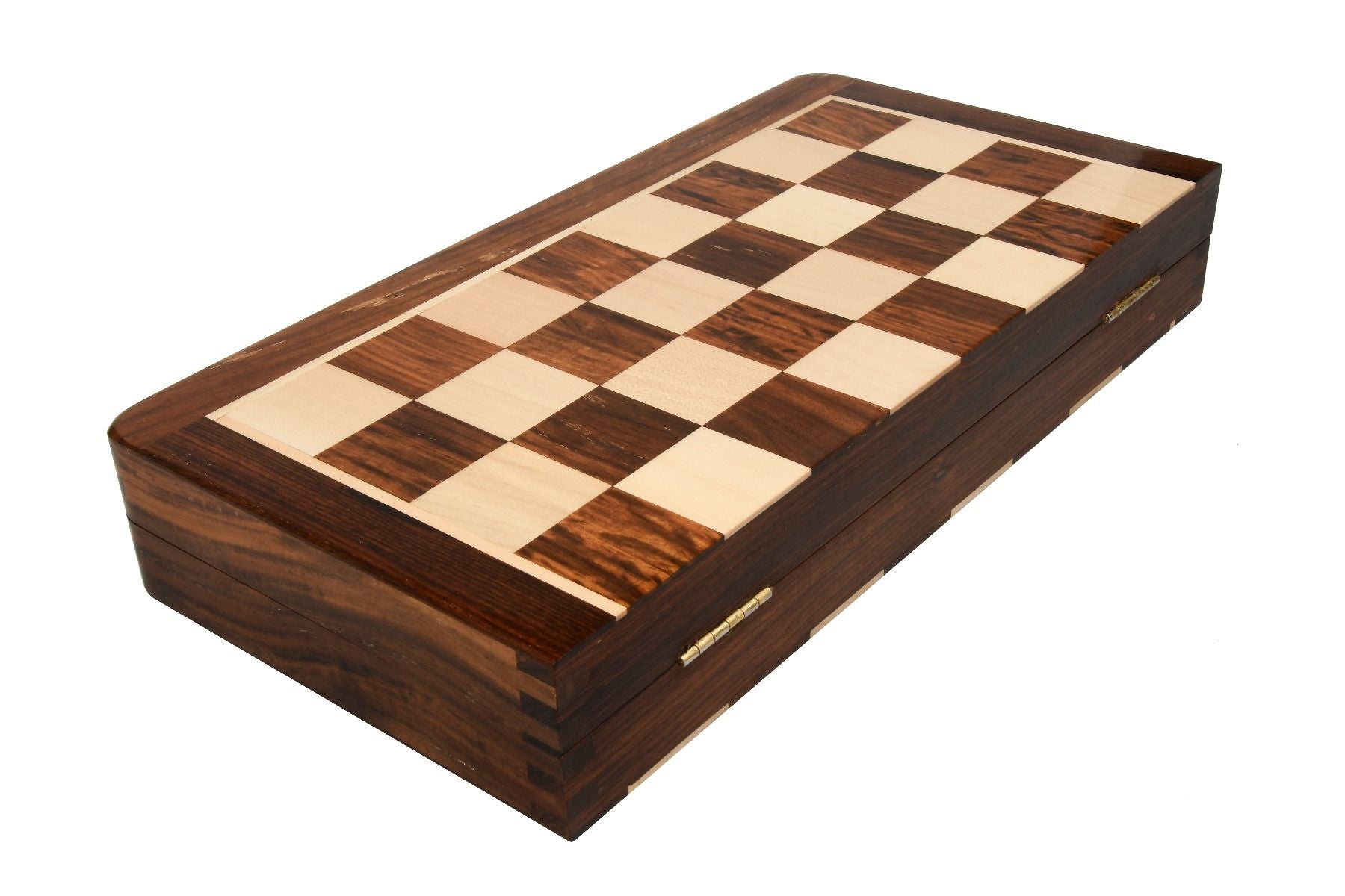 14 inches foldable chess board in sheesham & maple half view