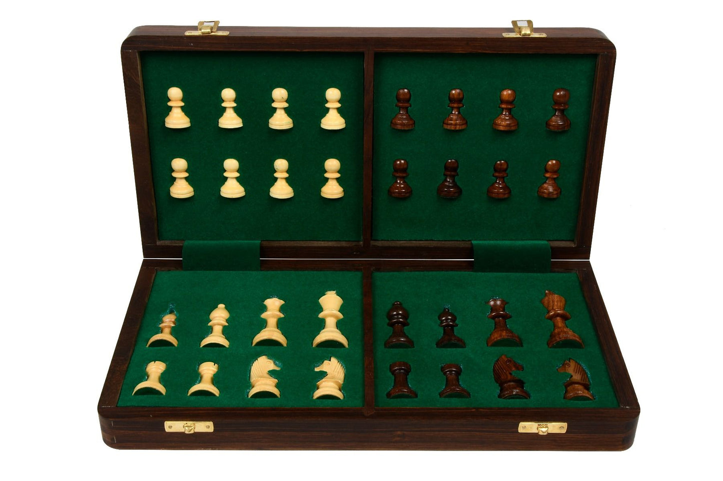 Travel Series Folding Non-Magnetic Lacquer Chess Set In Sheesham & Maple Wood - 16