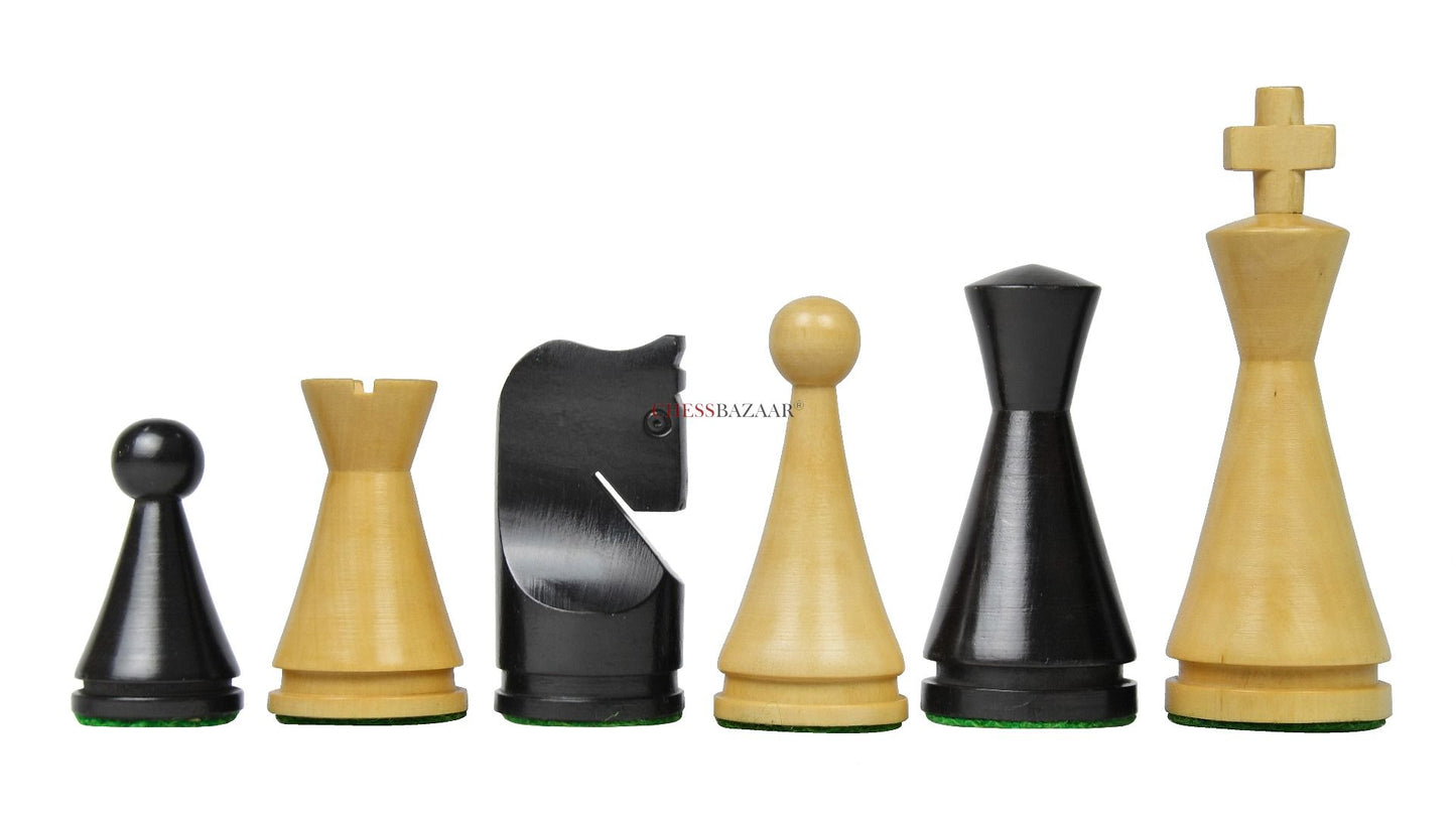 Combo of The Classic Series Cone Shaped Chess Pieces in Ebonized Boxwood & Natural Boxwood - 4.09" King with Wooden Chess Board