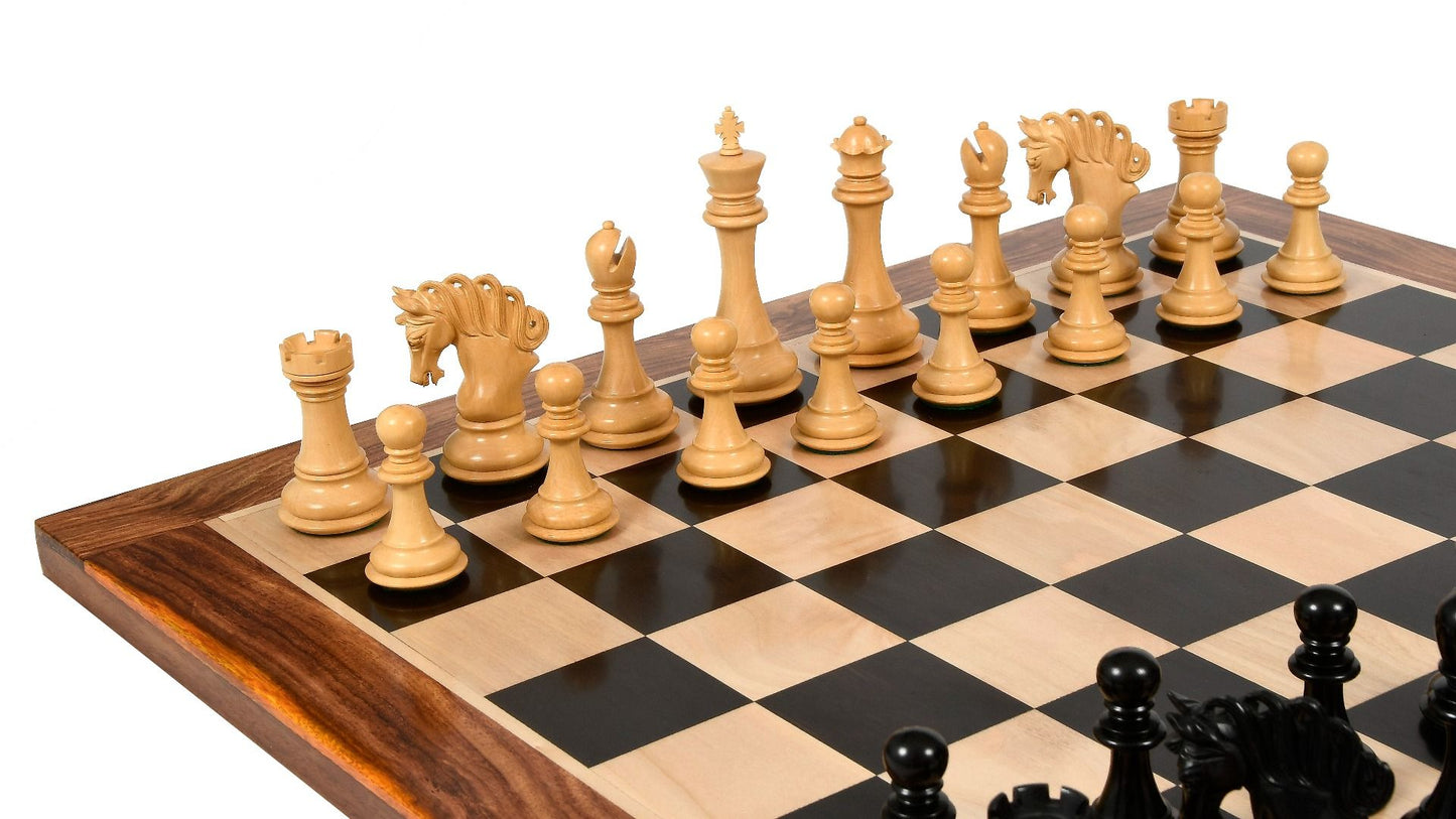 Combo of The Pegasus Series Artisan Staunton Chess Pieces ver 2.0 in Ebony / Boxwood - 4.6" King with Wooden Chess Board