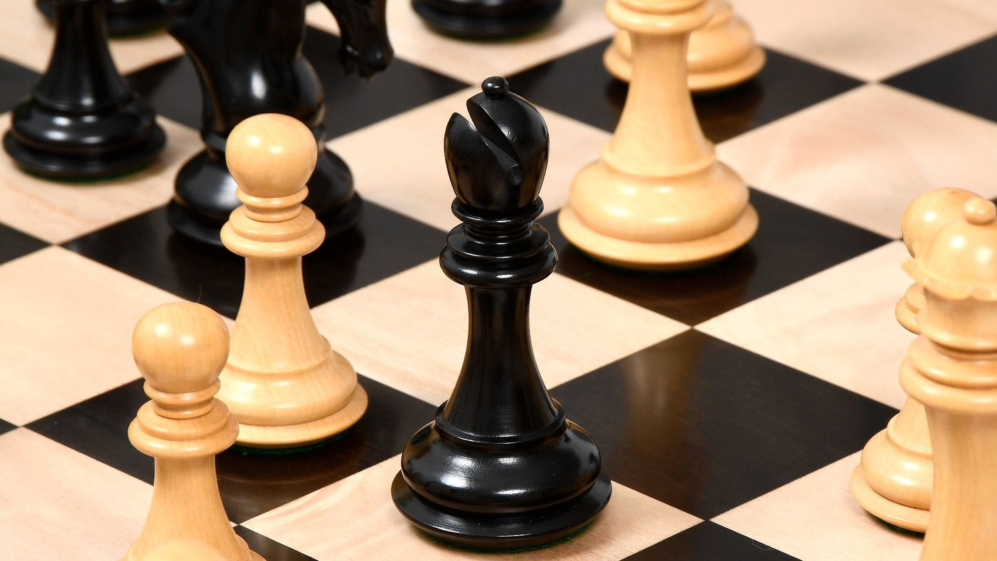 Combo of The Pegasus Series Artisan Staunton Chess Pieces ver 2.0 in Ebony / Boxwood - 4.6" King with Wooden Chess Board
