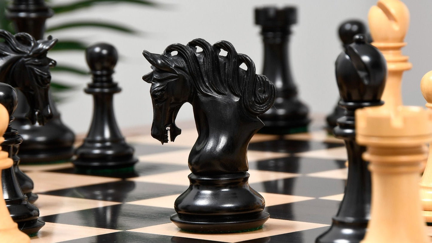 Combo of The Pegasus Series Artisan Staunton Chess Pieces ver 2.0 in Ebony / Boxwood - 4.6" King with Wooden Chess Board
