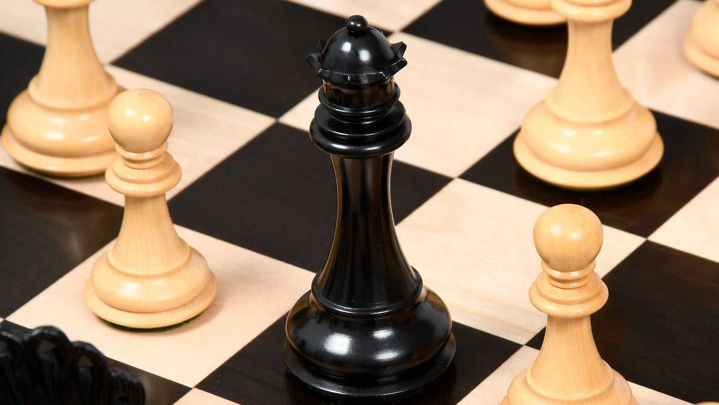 Combo of The Pegasus Series Artisan Staunton Chess Pieces ver 2.0 in Ebony / Boxwood - 4.6" King with Wooden Chess Board