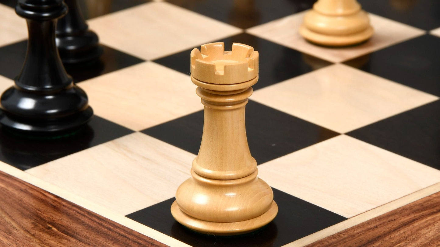 Combo of The Pegasus Series Artisan Staunton Chess Pieces ver 2.0 in Ebony / Boxwood - 4.6" King with Wooden Chess Board