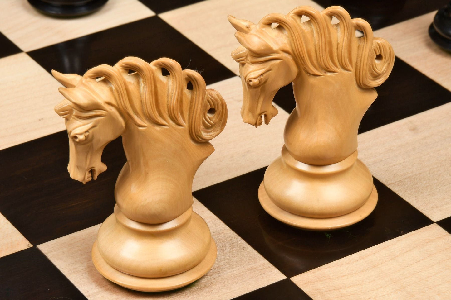 Combo of The Pegasus Series Artisan Staunton Chess Pieces ver 2.0 in Ebony / Boxwood - 4.6" King with Wooden Indian Handmade Chess Board 23" - 60 mm