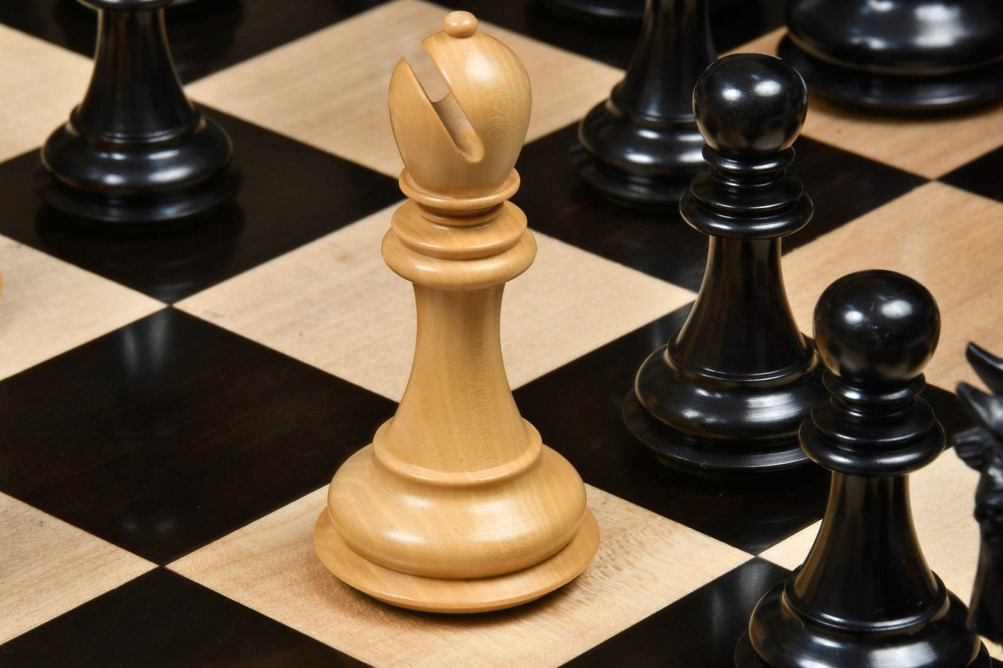 Combo of The Pegasus Series Artisan Staunton Chess Pieces ver 2.0 in Ebony / Boxwood - 4.6" King with Wooden Indian Handmade Chess Board 23" - 60 mm