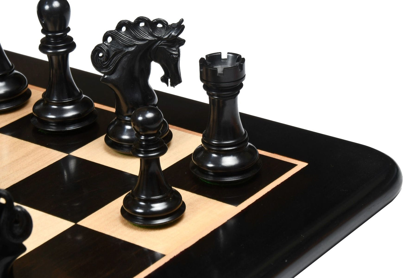 Combo of The Pegasus Series Artisan Staunton Chess Pieces ver 2.0 in Ebony / Boxwood - 4.6" King with Wooden Indian Handmade Chess Board 23" - 60 mm